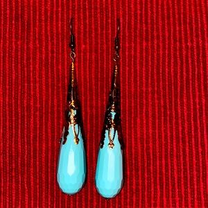 Handcrafted Silver and Turquoise Dangling Earrings